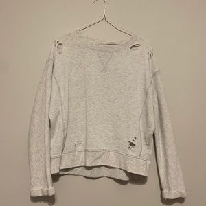 American Eagle white ripped long sleeve shirt